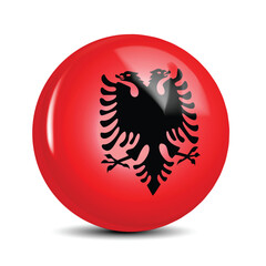 Albania National Flag Sphere Icon 3D Vector Illustration