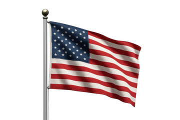 Fototapeta premium American flag waving proudly on flagpole, symbolizing patriotism, freedom, and independence on transparent background