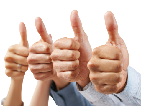 Four hands giving thumbs up