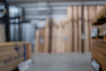 デフォーカスされた木材売り場の抽象背景