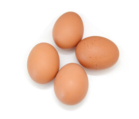 Raw eggs isolated on white background