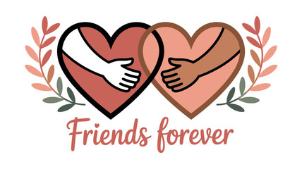 Two hearts embrace with outstretched arms, symbolizing friendship and connection.