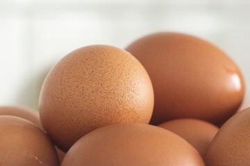 Close Up of Raw Egg, showing its skin texture with many little black dots
