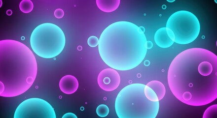 Abstract glowing spheres of cyan and magenta light floating in a dark cosmic expanse