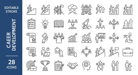Sleek Line Collection Career Development Icons for Professional Growth