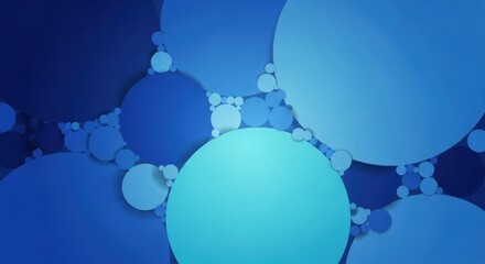 Abstract arrangement of luminous blue and cyan circles creating a vibrant and dynamic visual composition