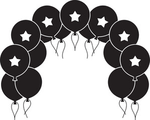 Festive balloon arch with stars for celebration or party design