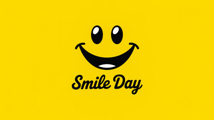 Happy smiling face emoji on yellow background, celebration day