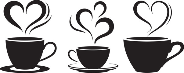 Love in every cup of coffee graphic illustration art concept