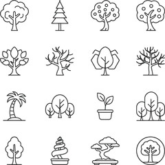 high-quality line art icons for trees!