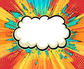 a pop art speech bubble template with a dynamic explosion effect. with vibrant colors