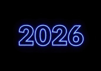 The year two thousand twenty six displayed in a neon blue outline