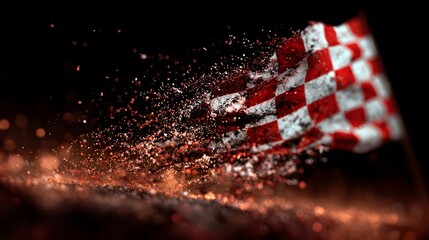 Naklejka premium Abstract checkered flag with particle effects, representing speed and victory