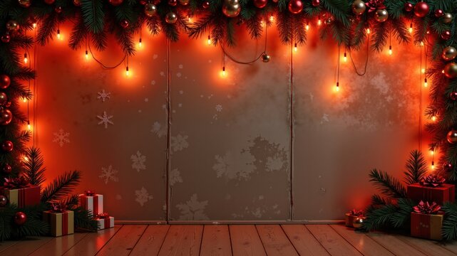 A luxury cozy living room. Snow view. Interior design, digital art
