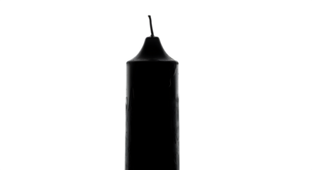 Elegant black candle isolated on transparent background, a simple yet sophisticated object for decoration, ambiance, or remembrance