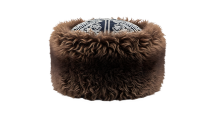 Traditional telpak hat isolated on transparent background, a cultural symbol of central asia, representing heritage and identity