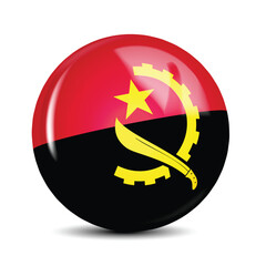 Angola National Flag Sphere Icon 3D Vector Illustration