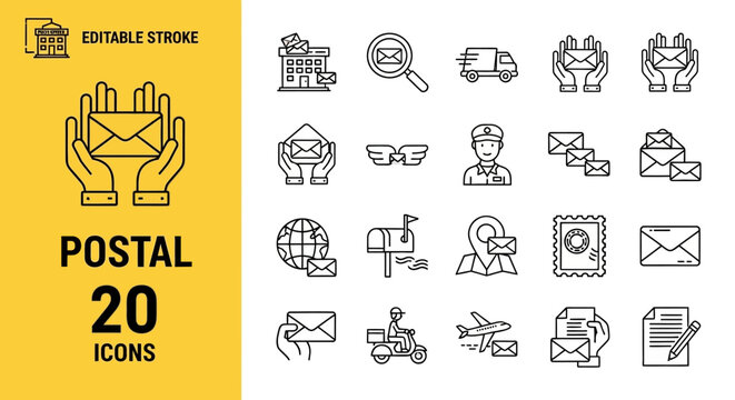 Postal Service Icons A Collection of Modern Line Art for Mail and Delivery - Powered by Adobe