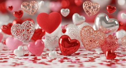 Collection of diverse heart shapes and textures for romance