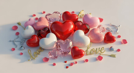 Valentines day heart collection with cupid's arrow and love