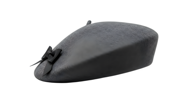 A stylish black beret isolated on transparent background, a timeless accessory that adds a touch of sophistication to any outfit