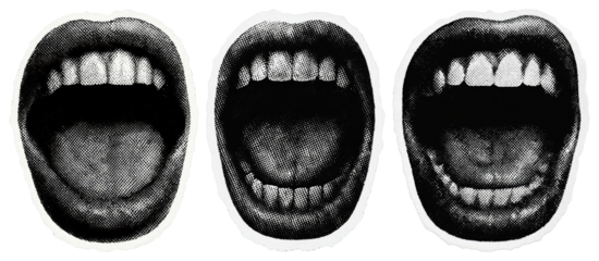 Vintage mouths expressing emotions