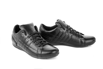 Men's shoes leather boots autumn fashion on white background isolated