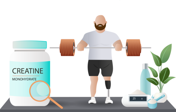 Adaptive athlete lifting weights with creatine supplement