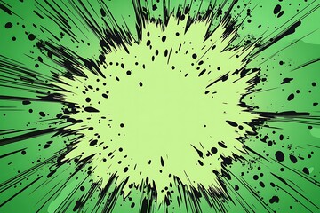 Dynamic Green Burst: Energetic Comic Style Explosion of Vivid Green Rays and Lines