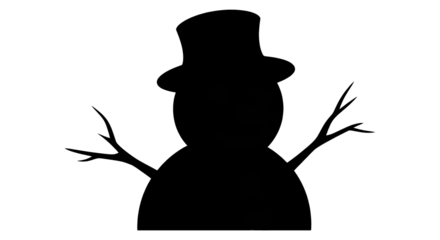 Isolated Snowman Silhouette PNG on Transparent Background