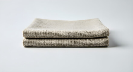 Folded linen napkins isolated on white background