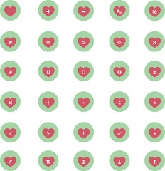 Creative Math Symbols with Heart Icons &ndash; Educational Grid Design for STEM Posters