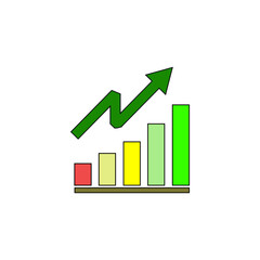 This is a clean, dynamic, and professionally designed vector illustration featuring a rising line graph with an upward-pointing arrow, symbolizing continuous growth and success. 