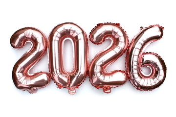 On a white background there are inflatable pink number balloons.