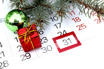 The calendar is marked December 31st, Christmas.