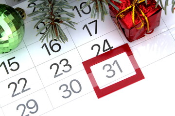 The calendar is marked December 31st, Christmas.