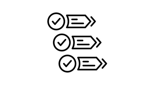 Business management workflow icon animation. Hierarchy, infographic, procedure, activity, structure, organization and productivity icon animation. Arrow scheme of development system success
