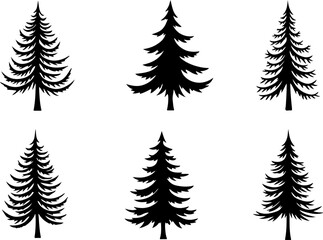 Obraz premium Pine Tree Silhouette Bundle | Evergreen Forest SVG Set