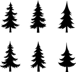 Obraz premium Pine Tree Silhouette Bundle | Evergreen Forest SVG Set