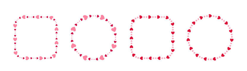 Valentine's Day Frame Flat Vector Illustration Set.
Heart and Square Pink Valentine's Day Frame.
For Celebrating Valentine's Day, Mother's Day or Wedding.
White Background.