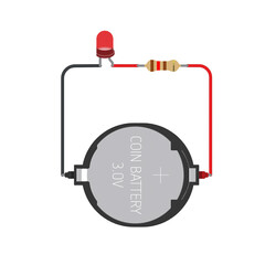 Simple LED Circuit with Coin Battery and Resistor