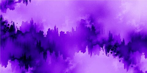 Abstract purple watercolor paint splash texture background with colorful line art vector illustration design pattern