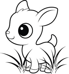Cute Baby Deer Fawn Cartoon Sketch for Kids Learning and Creative Design Projects