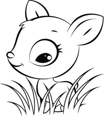 Cute Baby Deer Outline Drawing