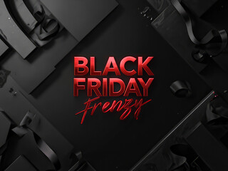 Dark Black Friday Frenzy photo, festive sales banner, online shopping, discount promotion, holiday marketing, shopping excitement.