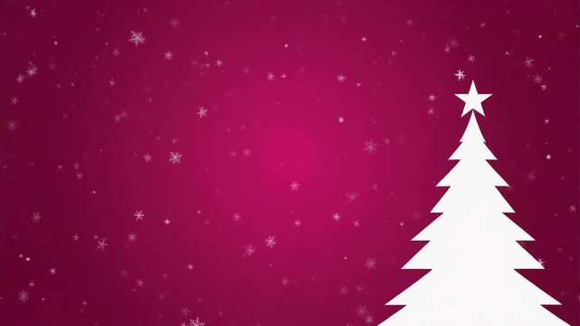 fondo de color rosa intenso y profundo, que evoca una noche invernal o un cielo estrellado. En un tercio, o de manera prominente, se distingue la silueta de un abeto navide&ntilde;o. 