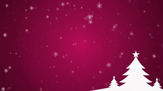 fondo de color rosa intenso y profundo, que evoca una noche invernal o un cielo estrellado. En un tercio, o de manera prominente, se distingue la silueta de un abeto navide&ntilde;o. 