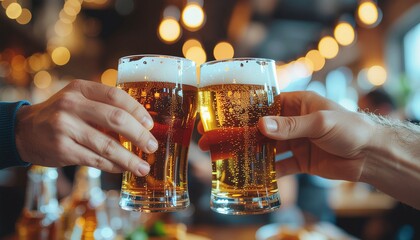 Amigos brindando en un bar