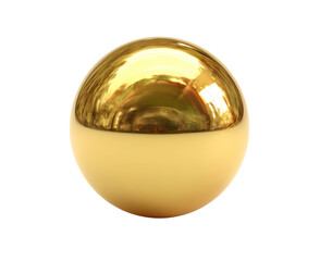 Golden Sphere with Reflective Surface isolated on a transparent background