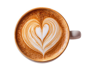 Cappuccino with Heart Latte Art isolated on a transparent background 1